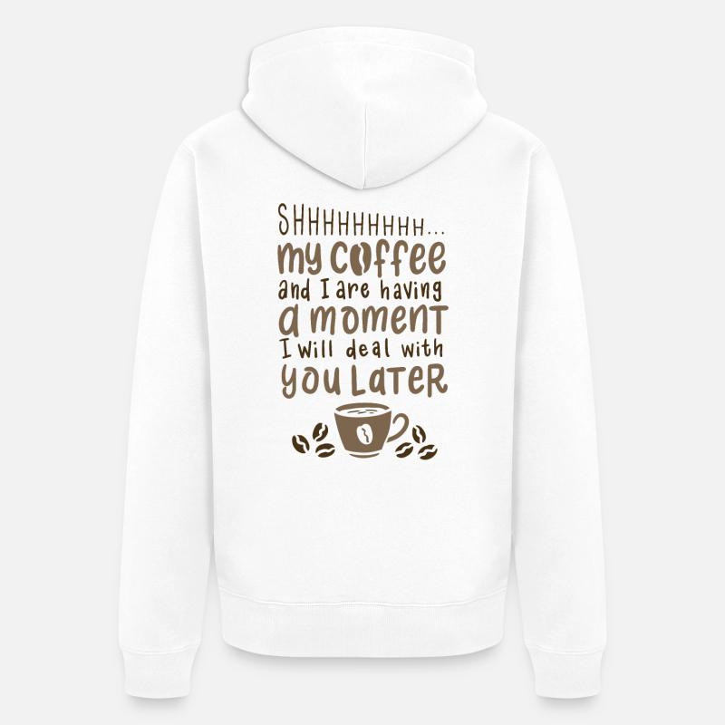 Café sort - Veste à capuche bio Premium Unisexe - blanc