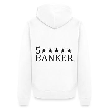 Fünf-Sterne Banker Logo - Unisex Premium Bio Zip Hoodie - Weiß - Hinten - Thijin (182cm)