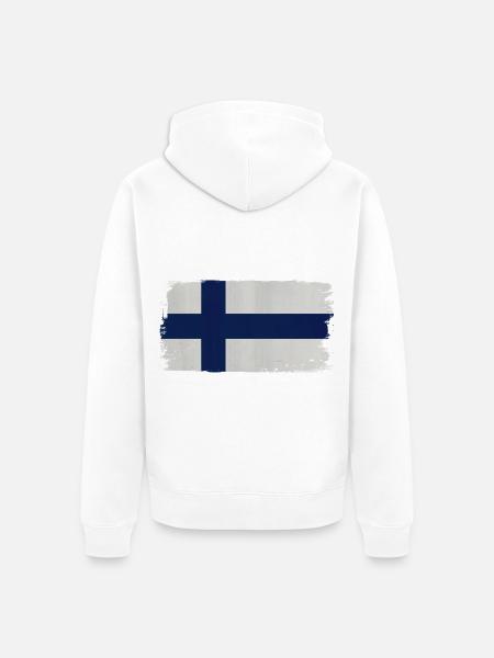 Finnish Flag Acrylic Look - Unisex Premium Organic Zip Hoodie - white