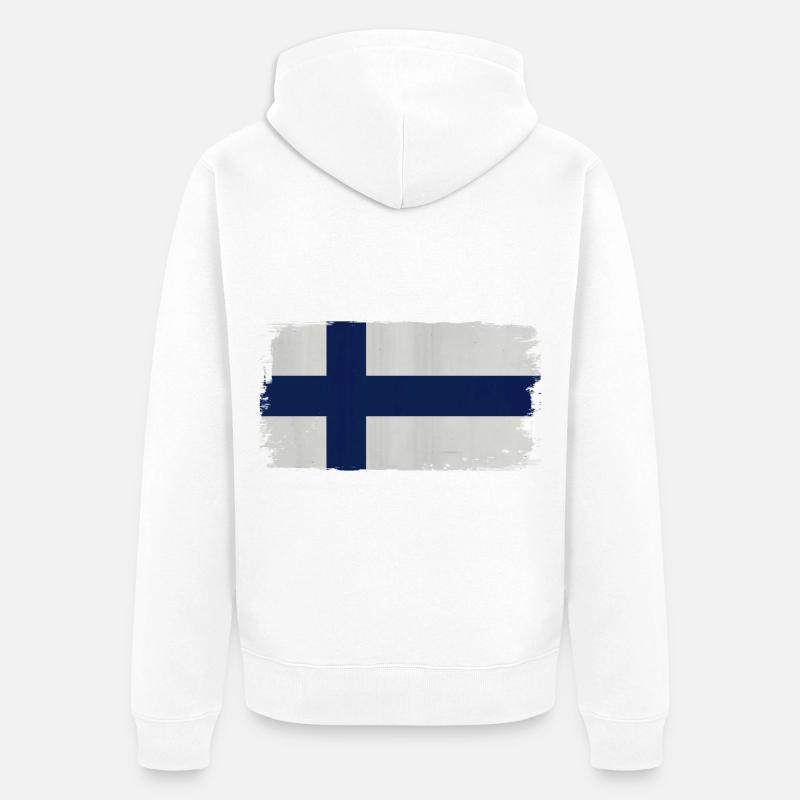 Drapeau finlandais aspect acrylique - Veste à capuche bio Premium Unisexe - blanc