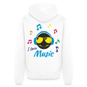 J'aime la musique - Veste à capuche bio Premium Unisexe - blanc - Dos - Thijin (182cm)