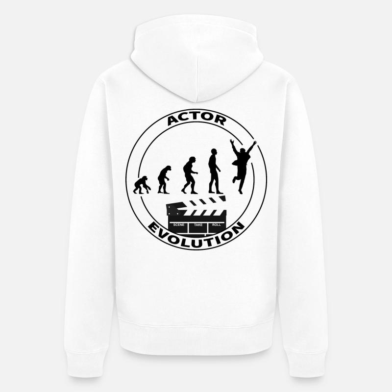 Evolution Schauspieler Darsteller Geschenk - Unisex Premium Bio Zip Hoodie - Weiß