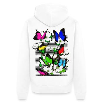 Papillon Butterfly - butterfly - bouquet of flowers - Unisex Premium Organic Zip Hoodie - white - Back - Thijin (182cm)