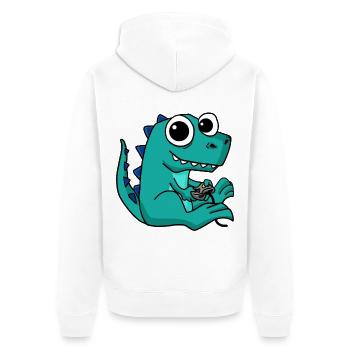 Gaming Dinosaur Sweet Gamer Nerd Animal Dear - Unisex Premium Organic Zip Hoodie - white - Back - Thijin (182cm)