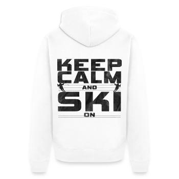 Keep Calm and Ski on - Unisex Premium Organic Zip Hoodie - white - Back - Thijin (182cm)