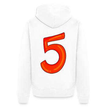 Number 5 red number five - Unisex Premium Organic Zip Hoodie - white - Back - Thijin (182cm)