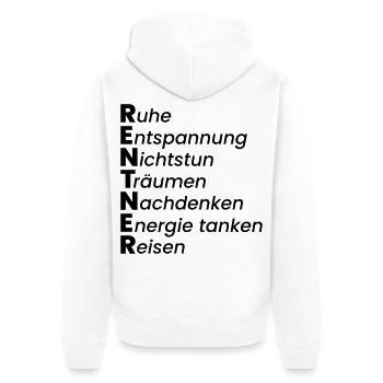 Rentner - Unisex Premium Bio Zip Hoodie - Weiß - Hinten - Thijin (182cm)