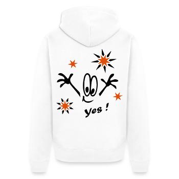 Silvester, Sterne, Yes - Unisex Premium Bio Zip Hoodie - Weiß - Hinten - Thijin (182cm)