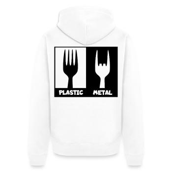 Plastique contre métal lourd. métal, roche dure # - Veste à capuche bio Premium Unisexe - blanc - Dos - Thijin (182cm)