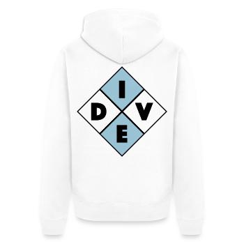 Dive - Unisex Premium Bio Zip Hoodie - Weiß - Hinten - Thijin (182cm)