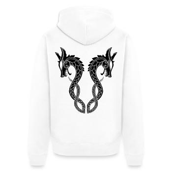 Schwarzer Drache mit zwei Köpfen - Unisex Premium Bio Zip Hoodie - Weiß - Hinten - Thijin (182cm)