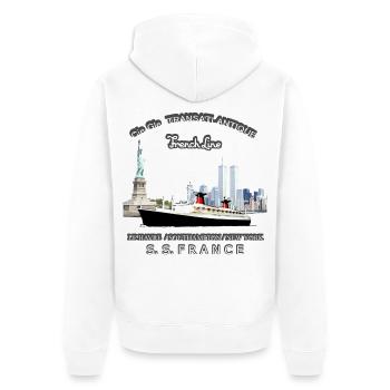 PAQUEBOT FRANCE Louis RUNEMBERG © Adagp - Veste à capuche bio Premium Unisexe - blanc - Dos - Thijin (182cm)