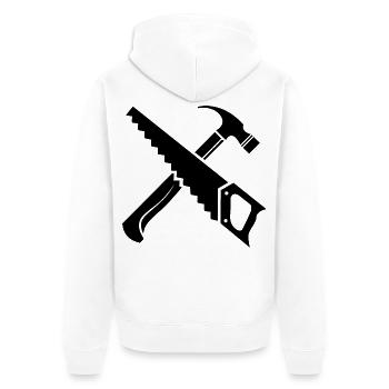 säge hammer werkzeug symbol saw Logo icon - Unisex Premium Bio Zip Hoodie - Weiß - Hinten - Thijin (182cm)