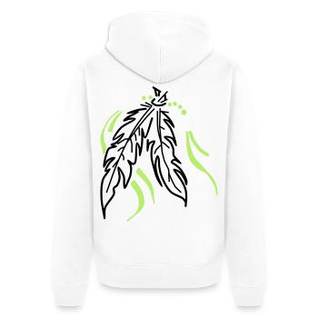 Zusammen gebunden – Spirituelle Federn - Unisex Premium Bio Zip Hoodie - Weiß - Hinten - Thijin (182cm)