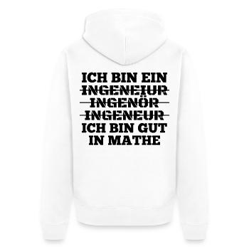 Ingenieur Ich bin gut in Mathe Geschenk - Unisex Premium Bio Zip Hoodie - Weiß - Hinten - Thijin (182cm)