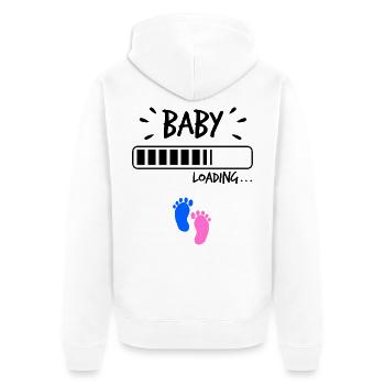 Bébé pieds grossesse naissance bébé famille - Veste à capuche bio Premium Unisexe - blanc - Dos - Thijin (182cm)