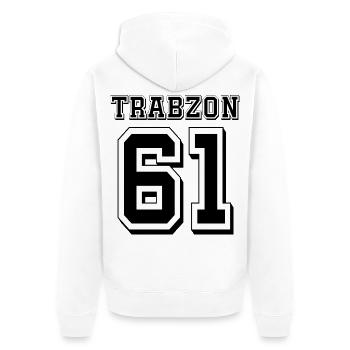 Trabzon 61 - Unisex Premium Organic Zip Hoodie - white - Back - Thijin (182cm)