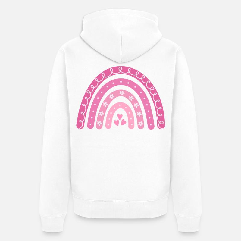 Boho Regenbogen rosa Große Schwester - Unisex Premium Bio Zip Hoodie - Weiß
