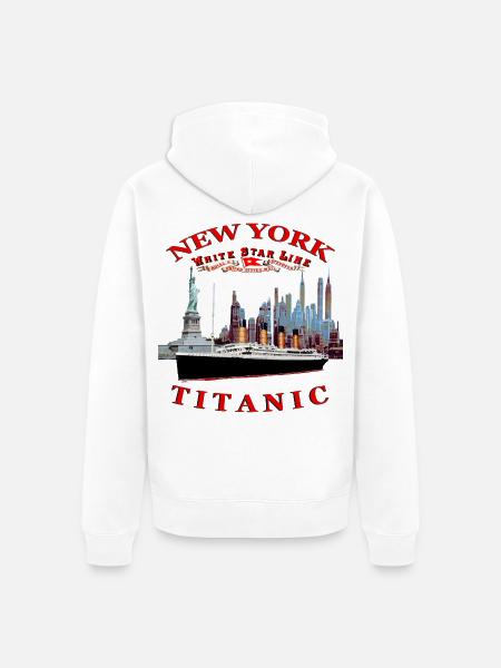 TITANIC NEW YORK 1624 Louis RUNEMBERG © Adagp - Unisex Premium Bio Zip Hoodie - Weiß