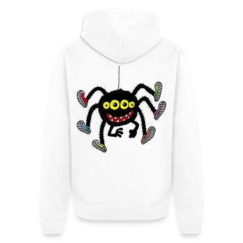 Spinne in bunten Schuhen - Unisex Premium Bio Zip Hoodie - Weiß - Hinten - Thijin (182cm)