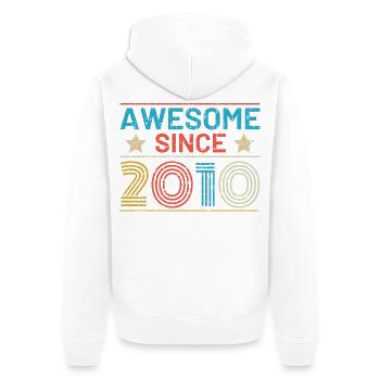 Awesome seit 2010 - Unisex Premium Bio Zip Hoodie - Weiß - Hinten - Thijin (182cm)