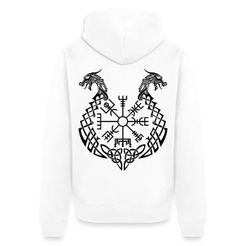 Schwarzer Drache und Wikingerkompass - Unisex Premium Bio Zip Hoodie - Weiß - Hinten - Thijin (182cm)