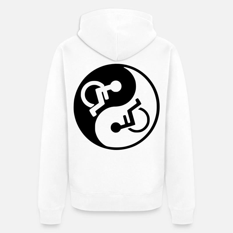 Fauteuil roulant Yin et yang conception de fauteuil roulant * - Veste à capuche bio Premium Unisexe - blanc
