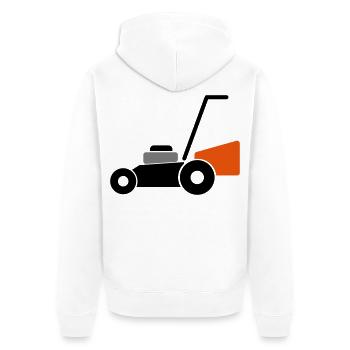 Rasenmäher - Unisex Premium Bio Zip Hoodie - Weiß - Hinten - Thijin (182cm)