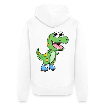 Patinage en ligne dinosaures - Veste à capuche bio Premium Unisexe - blanc - Dos - Thijin (182cm)