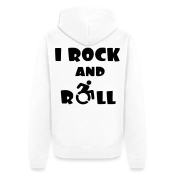 Je fais du rock and roll. Humour en fauteuil roulant # - Veste à capuche bio Premium Unisexe - blanc - Dos - Thijin (182cm)