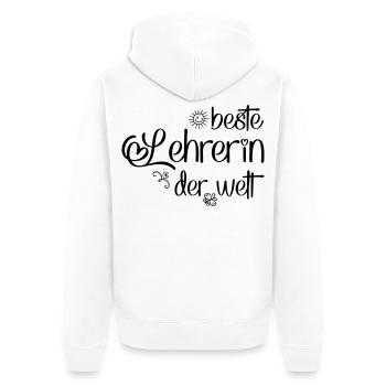Beste Lehrerin der Welt - Unisex Premium Bio Zip Hoodie - Weiß - Hinten - Thijin (182cm)