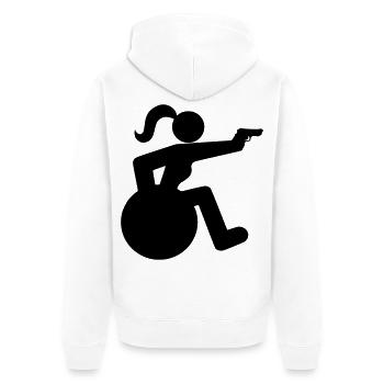 Shooting wheelchair girl. Wheelchair sport woman * - Unisex Premium Organic Zip Hoodie - white - Back - Thijin (182cm)