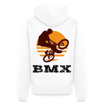 BMX - Unisex Premium Bio Zip Hoodie - Weiß - Hinten - Thijin (182cm)