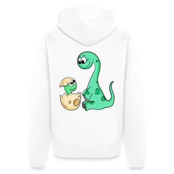 Dinosaures avec bébé dinosaures - Veste à capuche bio Premium Unisexe - blanc - Dos - Thijin (182cm)