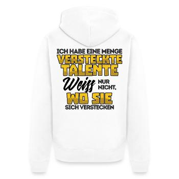 Lustig Witz Cool Statement - Unisex Premium Bio Zip Hoodie - Weiß - Hinten - Thijin (182cm)