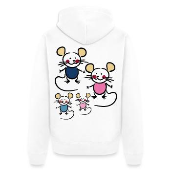 Familie mit zwei Kindern - Unisex Premium Bio Zip Hoodie - Weiß - Hinten - Thijin (182cm)