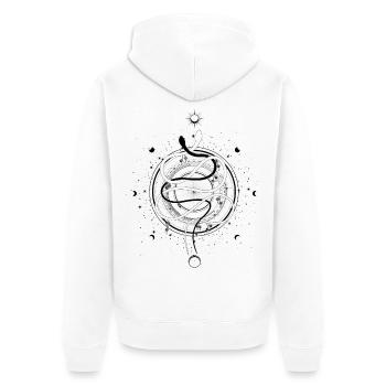 Serpents Lune Phase Occulte Wicca Goth Clothes - Veste à capuche bio Premium Unisexe - blanc - Dos - Thijin (182cm)