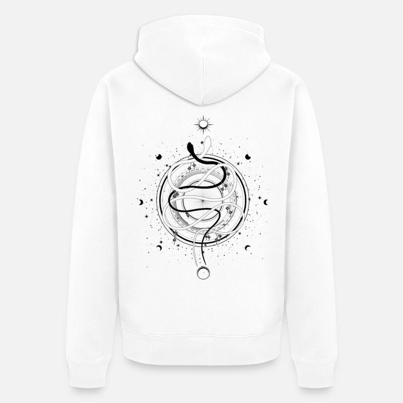 Schlangen Mondphasen Occult Wicca Goth Clothes - Unisex Premium Bio Zip Hoodie - Weiß
