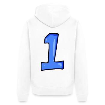 Paragraphe 1 Bleu - Numéro un - Veste à capuche bio Premium Unisexe - blanc - Dos - Thijin (182cm)