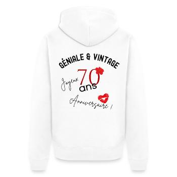 anniversaire 70 ans - Veste à capuche bio Premium Unisexe - blanc - Dos - Thijin (182cm)