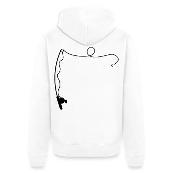 Angelrute - Unisex Premium Bio Zip Hoodie - Weiß - Hinten - Thijin (182cm)