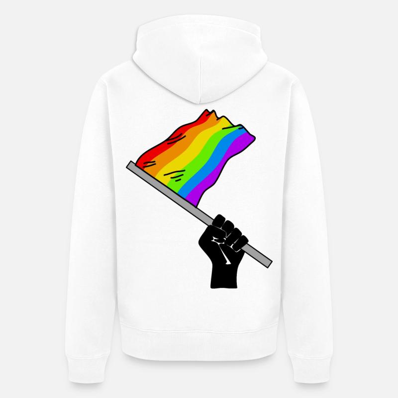 Pride month arc-en-ciel drapeau Faust - Veste à capuche bio Premium Unisexe - blanc