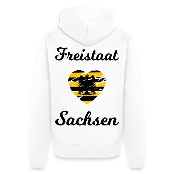 Freistaat Sachsen - Unisex Premium Bio Zip Hoodie - Weiß - Hinten - Thijin (182cm)