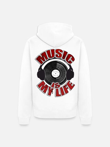 MUSIC is my life Headset - Unisex Premium Organic Zip Hoodie - white