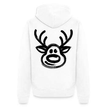 Christmas reindeer face deer - Unisex Premium Organic Zip Hoodie - white - Back - Thijin (182cm)