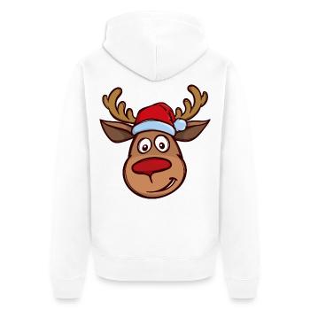 Weihnachten Rentier Gesicht - Unisex Premium Bio Zip Hoodie - Weiß - Hinten - Thijin (182cm)