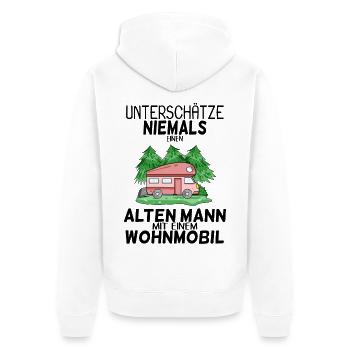 Alter Mann Wohnmobil - Unisex Premium Bio Zip Hoodie - Weiß - Hinten - Thijin (182cm)
