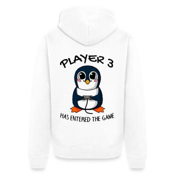 Third Baby Player 3 has entered the game Baby - Unisex Premium Organic Zip Hoodie - white - Back - Thijin (182cm)