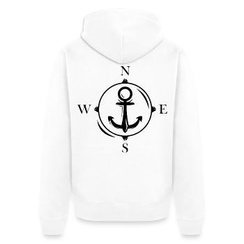Compass Anchor North Symbol Logo Vector Graphic - Unisex Premium Organic Zip Hoodie - white - Back - Thijin (182cm)
