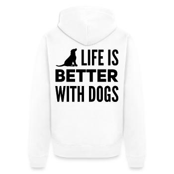 La vie est meilleure avec un chien, t-shirt pour chien mignon - Veste à capuche bio Premium Unisexe - blanc - Dos - Thijin (182cm)